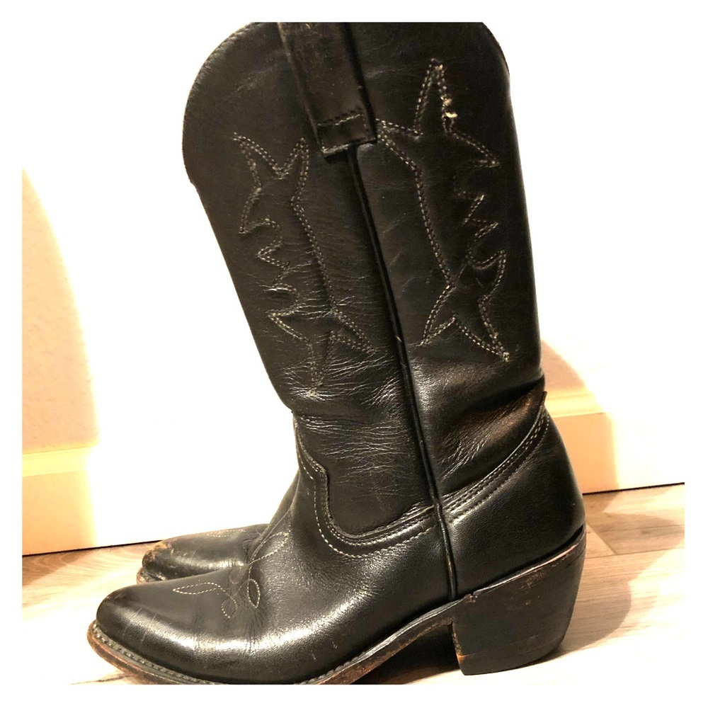Cowgirl Western Black Leather Boots